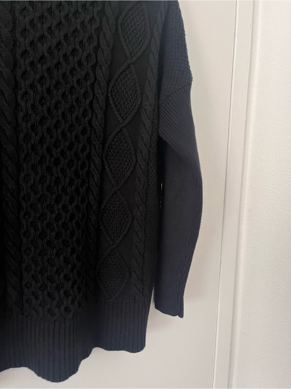 J. Crew Swingy Cable Knit Mockneck Sweater Black Chunky Size Small - Picture 3 of 13